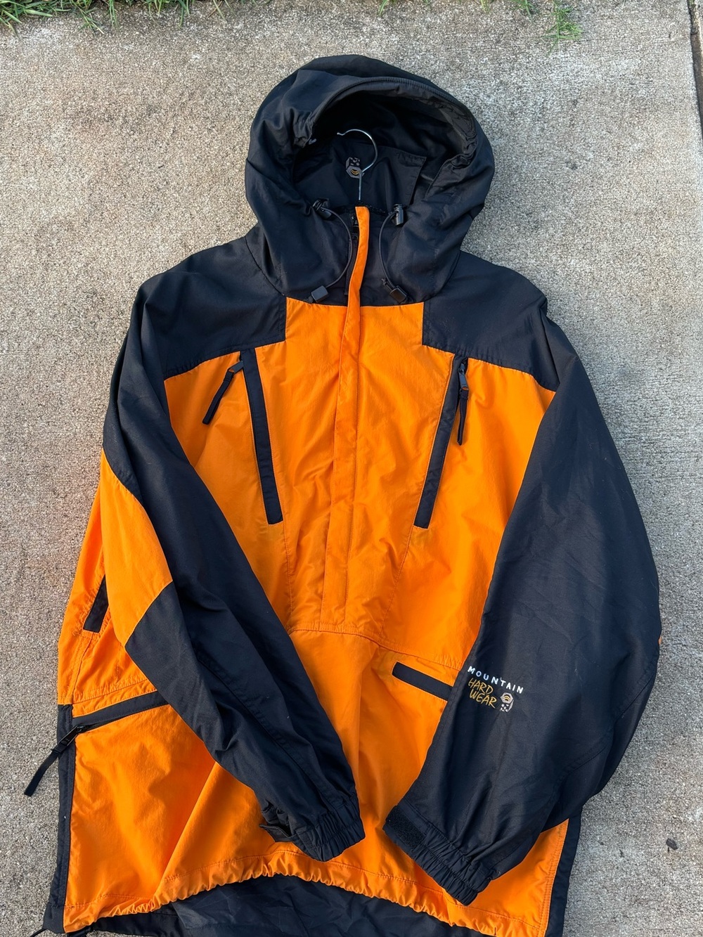 Vintage Mountain Hardwear Anorak Shell Jacket Hooded Orange Black Large